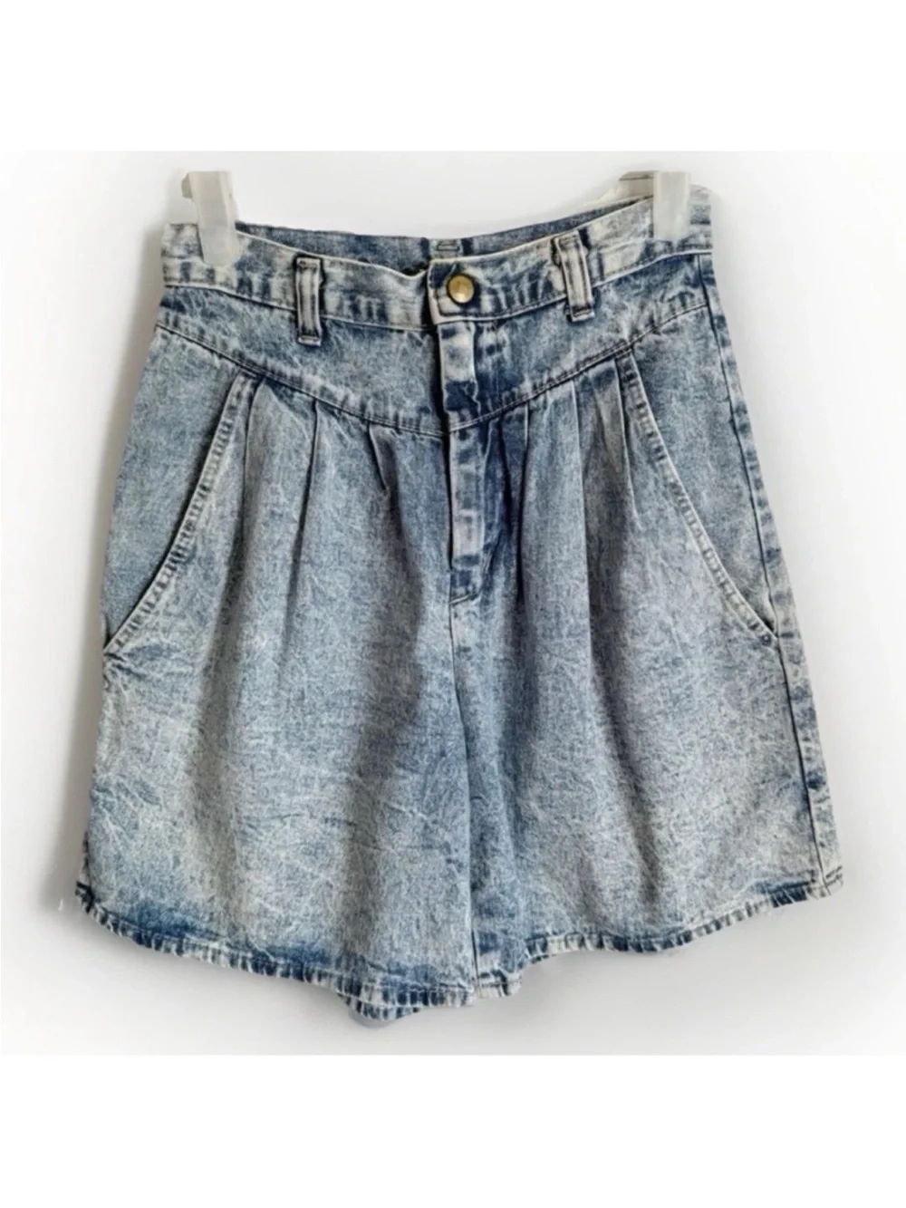 Vintage Avon Fashion High Rise Mom Denim Shorts Size 5/6 Pleated Acid Wash 80s